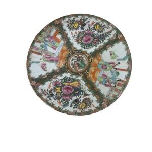 Antique Chinese Rose Medallion Porcelain Charger Plate 13.5 Inch Hand Painted